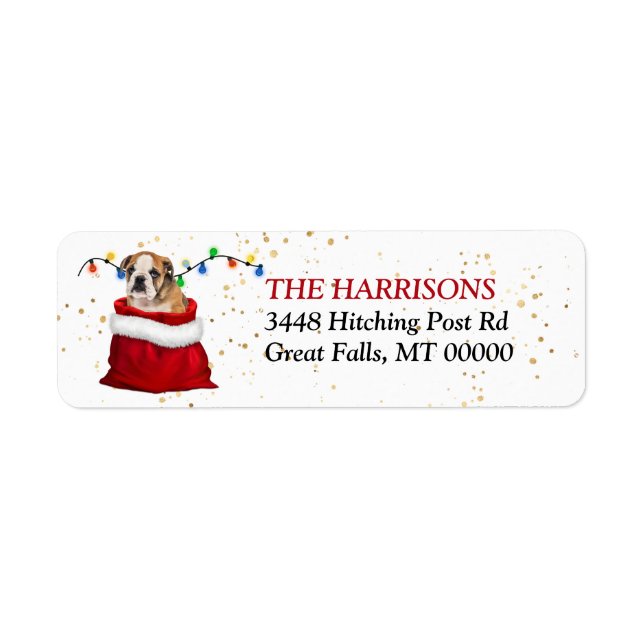 Jolie sac cadeau Bulldog Puppy Adresse de retour (Devant)