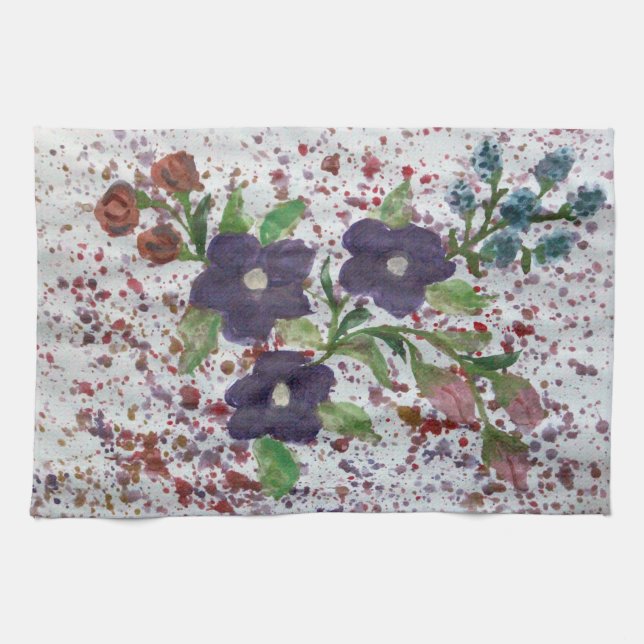 Jolie serviette à thé florale aquarelle (Horizontal)