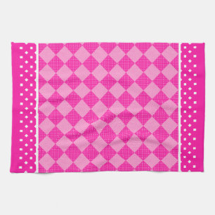 Jolie serviette de cuisine, Candy rose géométrique