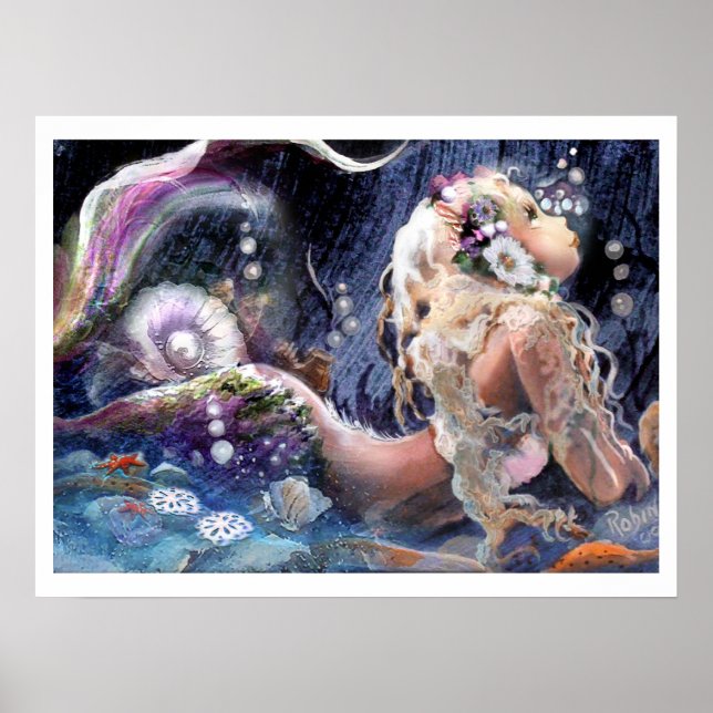 Jolie sirène dans la mer Poster (Devant)