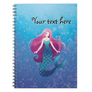 Jolie sirène de mer Carnet Spiral personnalisé