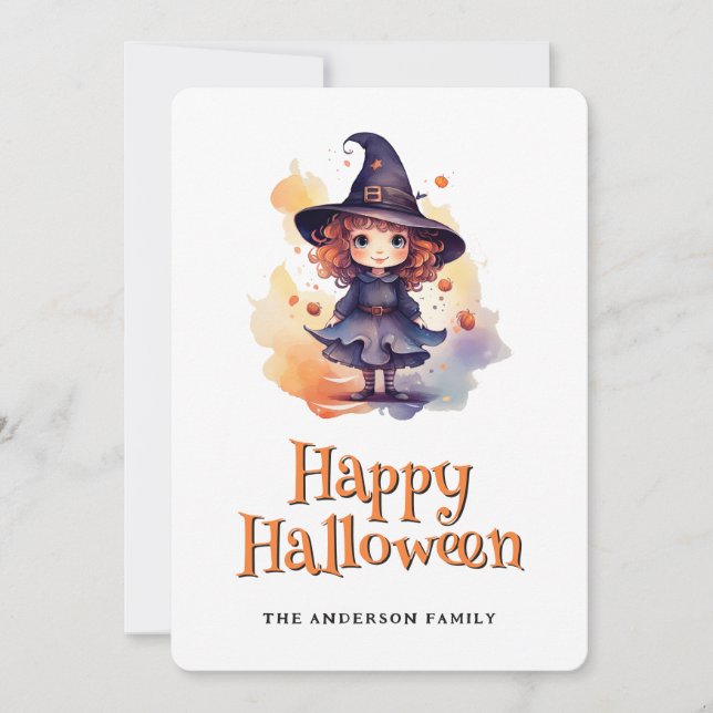 Jolie sorcière Halloween carte (Devant)