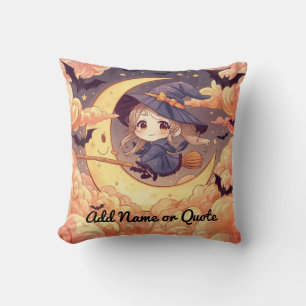 Jolie sorcière sur la lune Coussin Halloween