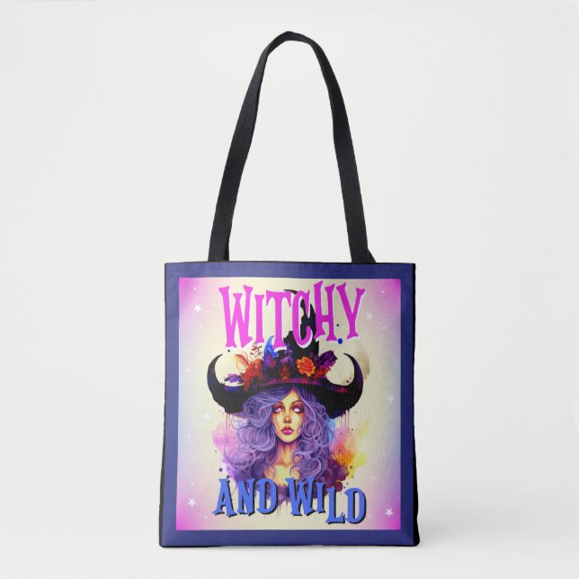 Jolie sorcière violette Halloween Sac fourre-tout  (Devant)