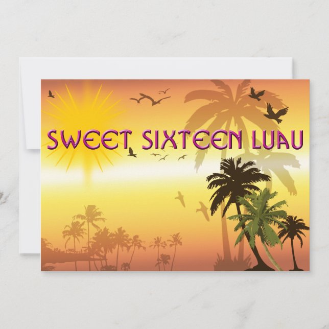 Jolie, Sweet sixteen, Hawaiian Luau Invitation (Devant)