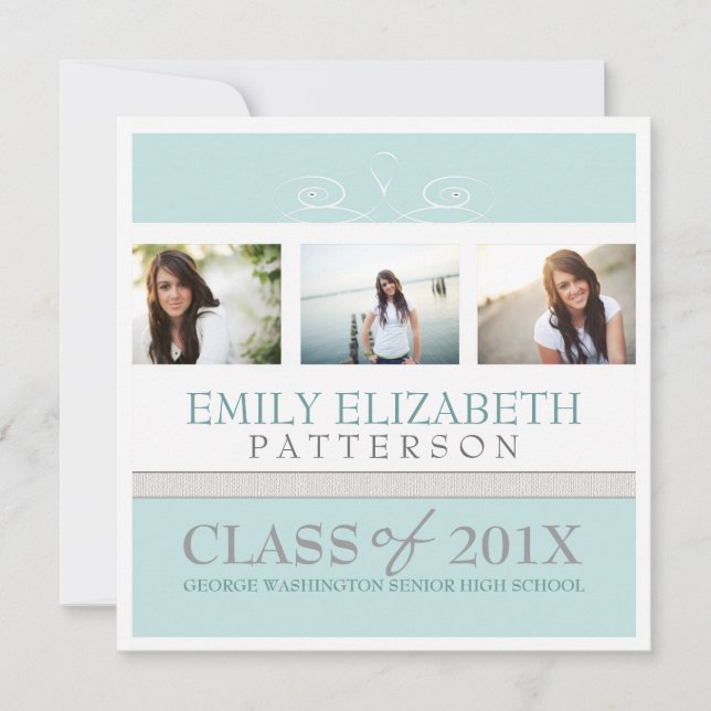 Jolie Swirl Photo Collage Graduation Invitation (Devant)