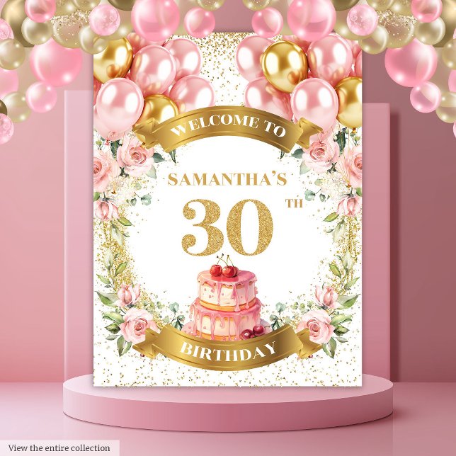 Jolie tapisserie couleur or rose pour 30 ans (Lovely 30th Birthday Blush Gold Tapestry)