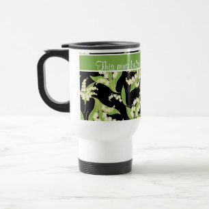 Jolie tasse de voyage : Lis de la vallée, noirs