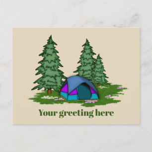Jolie tente camping ajouter carte postale de voeux