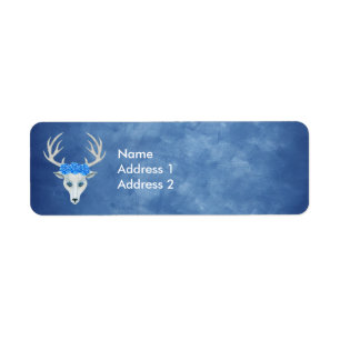 Jolie tête de cerf blanc Bleu yeux portant des Ros