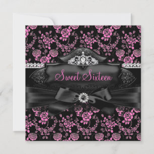 Jolie Tiara & Bow Rose Sweet 16 Invitation