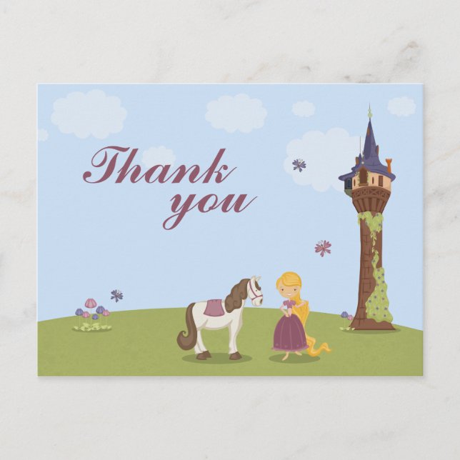 Jolie tour tour fille merci carte postale (Devant)