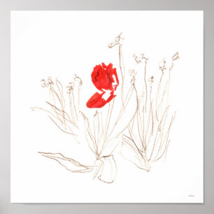 Jolie tulipe au vent et poster pluie