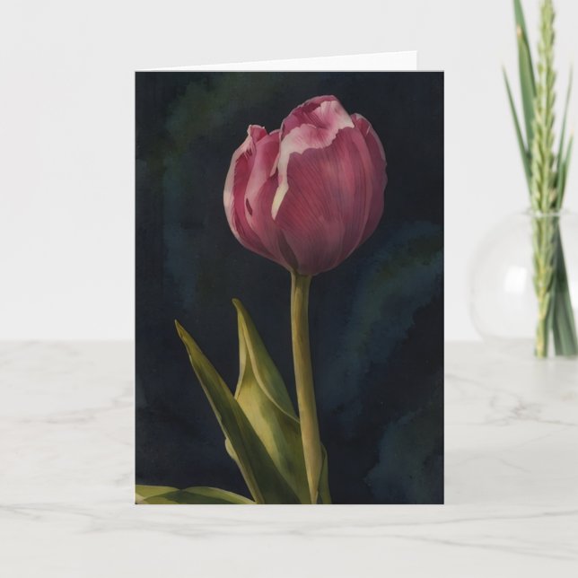 Jolie Tulipe rose Fleur Dramatique Carte de note d (Devant)