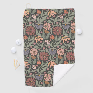 Jolie Vintage Fleurs Rétro Serviette de golf