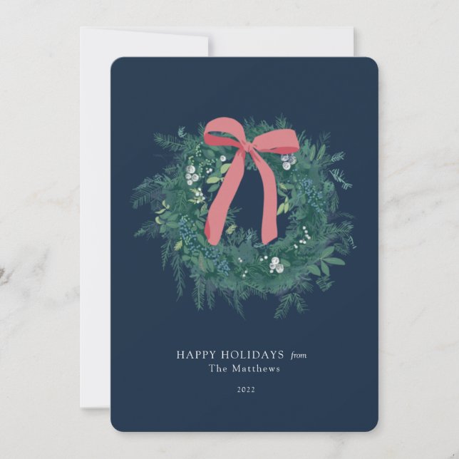 Jolie Wreath Winter Family Carte de vacances (Devant)