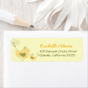Jolie Yellow Damask Maman & Baby Bird Adresse chic