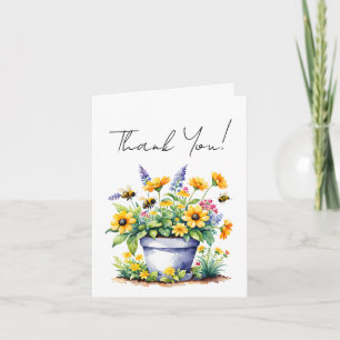 Jolies abeilles et fleurs simples merci aquarelle