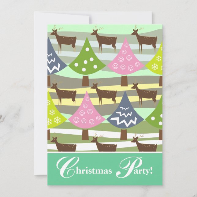 Jolies Arbres De Noël Et Invitation De Vacances De (Devant)