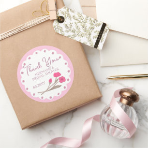 Jolies autocollants remerciement rose pour la fête