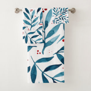 Jolies branches d'aquarelle - turquoise et rouge