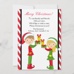 Jolies elfes avec cadeaux Carte de Noël