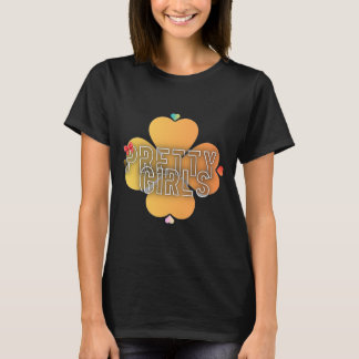 Jolies Filles Mignonnes Clover Typographie T-Shirt