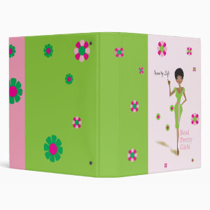 Jolies filles roses et classeur vert