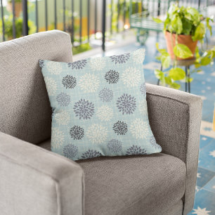 Jolies Fleurs Bleues   Coussin Décoratif