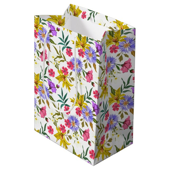 Jolies fleurs colorées sac cadeau motif moyen (Dos Angle)