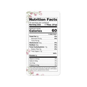 Jolies fleurs de prairie Étiquette de nutrition mi