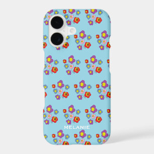 Jolies fleurs et motif de coccinelle bleu personna