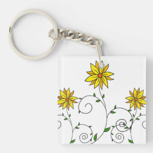 Jolies fleurs jaunes fantaisistes en art doodle