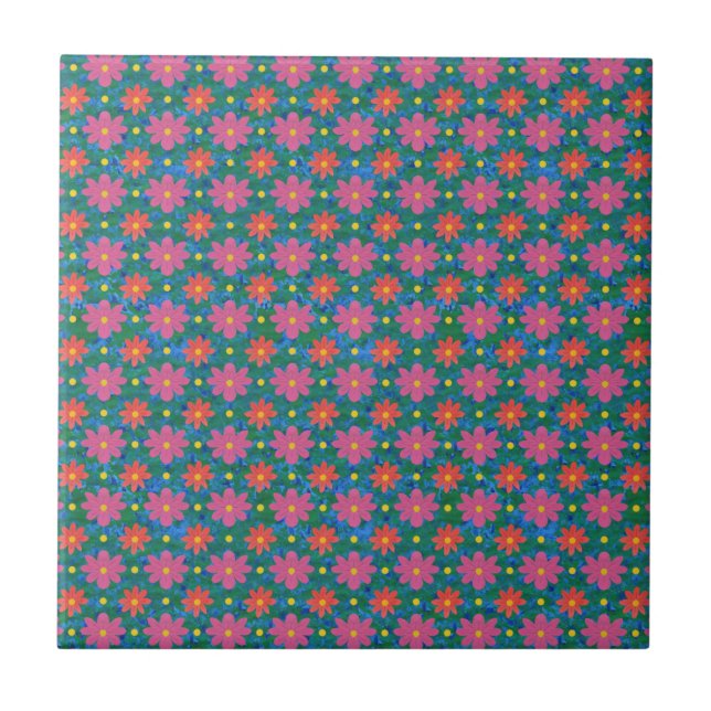 Jolies fleurs Rangoli et carreaux de céramique Poi (Devant)