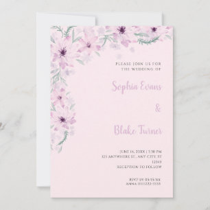 Jolies Fleurs Roses Romance Douce Invitation de Ma