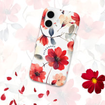Jolies Fleurs Rouges en Fleur Nom Personnalisé