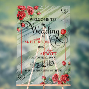 Jolies Fleurs Rouges Roses Mariage Bienvenue