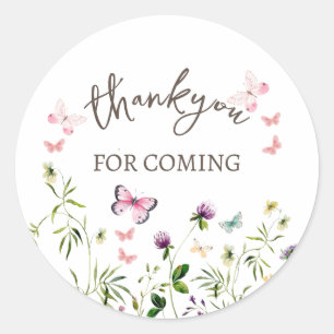 Jolies Fleurs Sauvages Merci Autocollant Rond Clas
