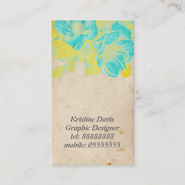 Jolies fleurs vintages, carte de visite (Devant)