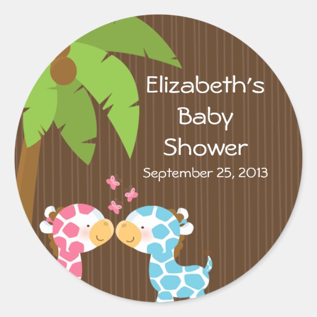 Jolies Giraffes Safari Stickers Baby shower multip (Devant)