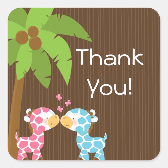 Jolies Giraffes Safari Stickers Baby shower multip (Devant)