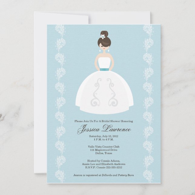 Jolies invitations de Fête de la mariée de brune (Devant)