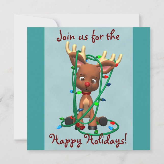 Jolies invitations de Noël Reindeer (Devant)