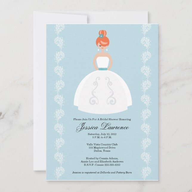 Jolies invitations rousses de Fête de la mariée (Devant)
