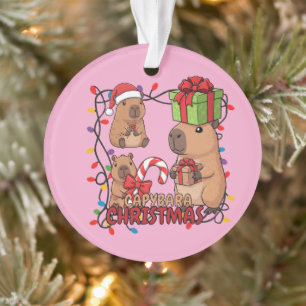 Jolies lumières de Noël Capybara Fête festive rose