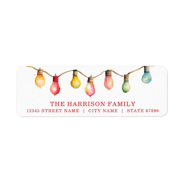 Jolies lumières de Noël Retourner l'adresse Étique (Devant)