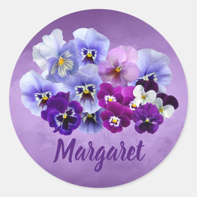 Jolies Pansies Stickers Personnalisés Enveloppe Sc (Devant)