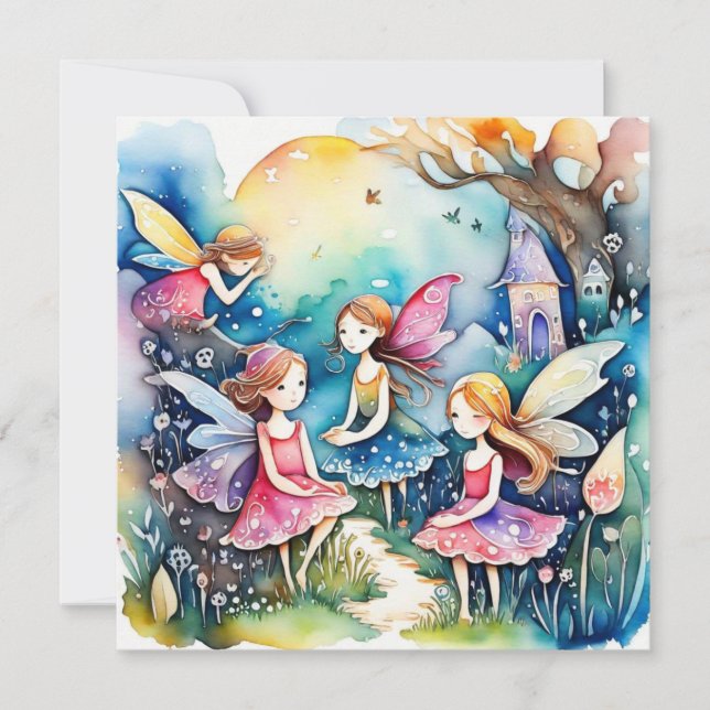 Jolies petites fées sur le terrain Carte (Devant)