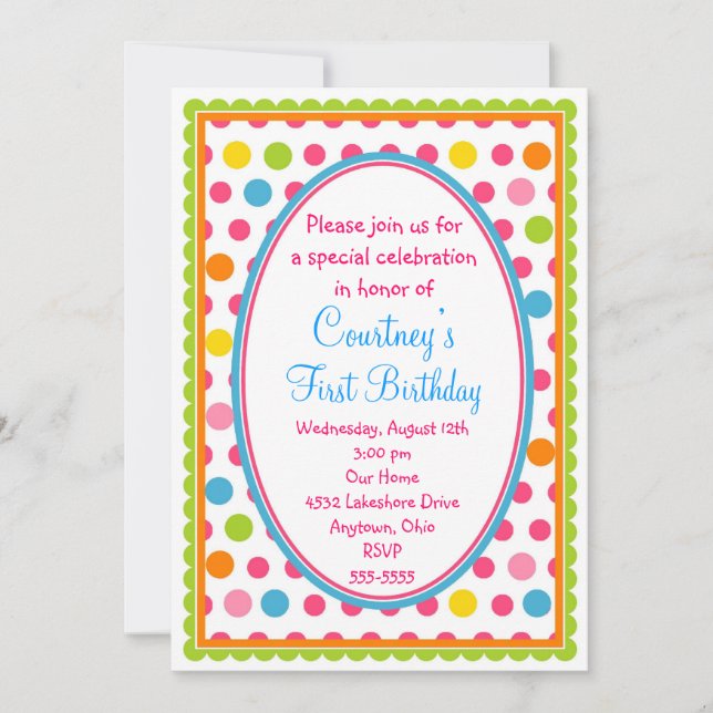 Jolies petites Pois 1er anniversaire Invitations (Devant)