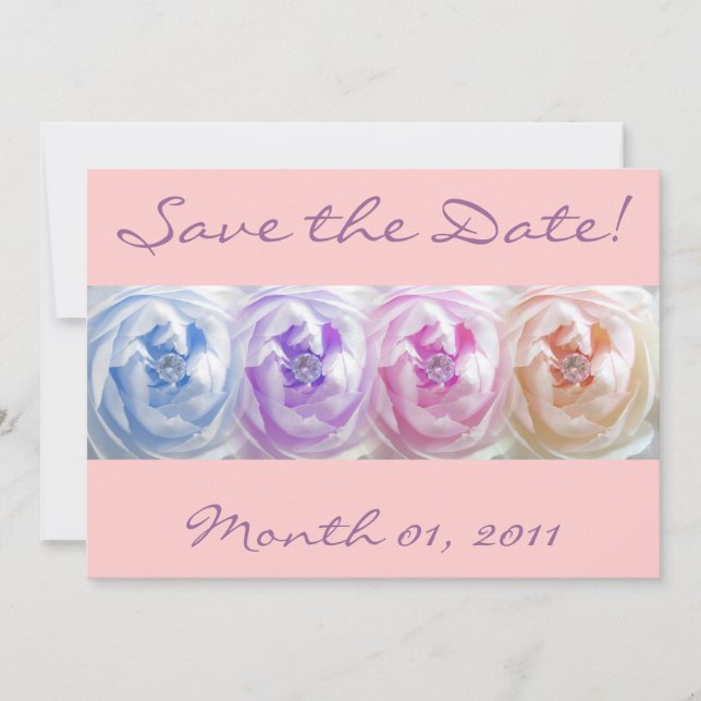 Jolies Roses avec des invitations Gemmes (Devant)